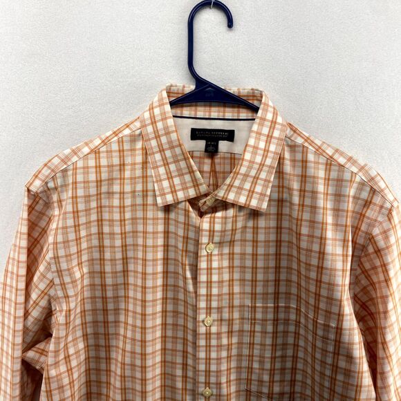 Banana Republic Classic Fit Pink Plaid Button Down Shirt‎ Mens Size 16-16 1/2 L - Picture 5 of 9